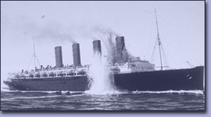 Die deutsche U-20 torpediert die Lusitania, 1915 Die deutsche U-20 torpediert die Lusitania, 1915