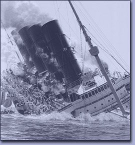 Die tödlich getroffne Lusitania sinkt Die tödlich getroffne Lusitania sinkt